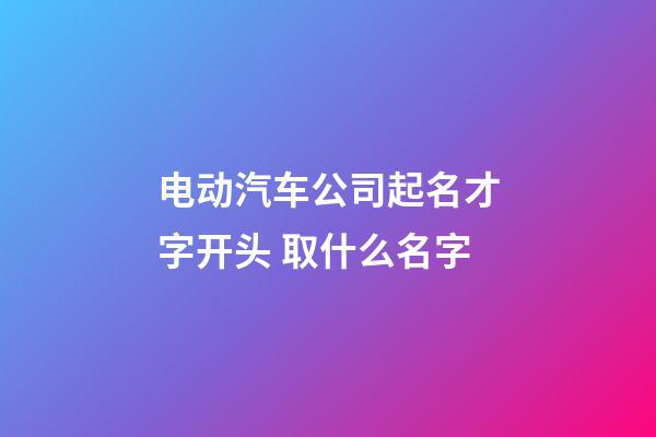 电动汽车公司起名才字开头 取什么名字-第1张-公司起名-玄机派